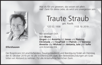Anzeige von Traute Straub von MGO