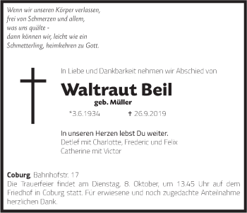 Anzeige von Waltraut Beil von MGO