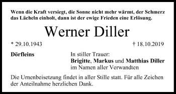Anzeige von Werner Diller von MGO