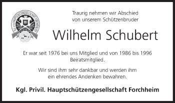 Anzeige von Wilhelm Schubert von MGO