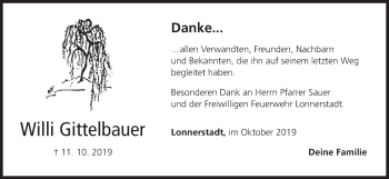 Anzeige von Willi Gittelbauer von MGO