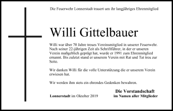 Anzeige von Willi Gittelbauer von MGO