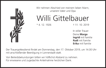 Anzeige von Willi Gittelbauer von MGO