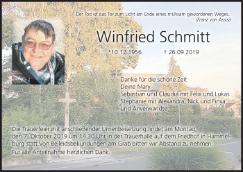 Anzeige von Winfried Schmitt von MGO