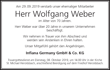 Anzeige von Wolfgang Weber von MGO