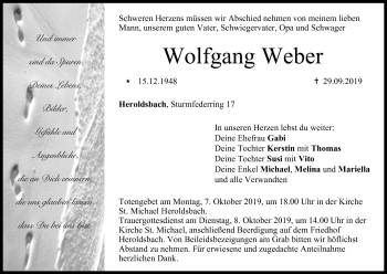 Anzeige von Wolfgang Weber von MGO