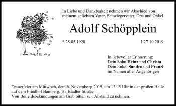 Anzeige von Adolf Schöpplein von MGO