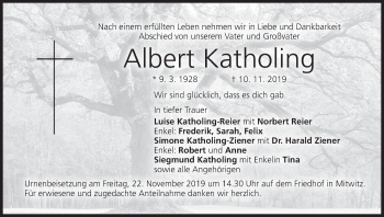 Anzeige von Albert Katholing von MGO