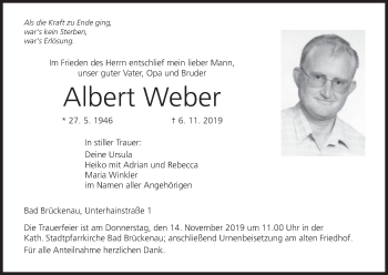 Anzeige von Albert Weber von MGO