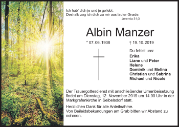 Anzeige von Albin Manzer von MGO