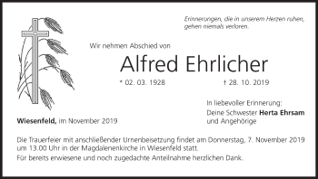 Anzeige von Alfred Ehrlicher von MGO