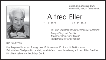 Anzeige von Alfred Eller von MGO