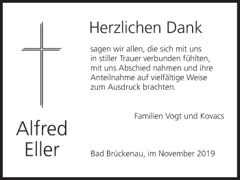 Anzeige von Alfred Eller von MGO