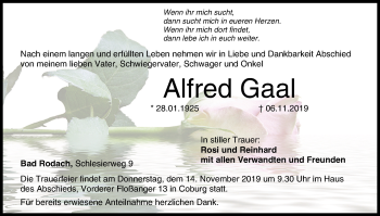 Anzeige von Alfred Gaal von MGO