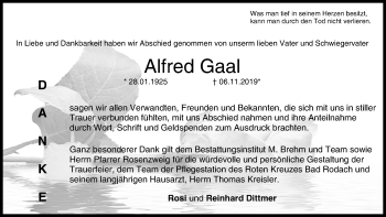 Anzeige von Alfred Gaal von MGO