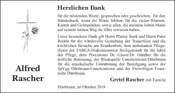 Anzeige von Alfred Rascher von MGO