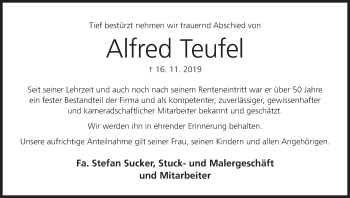 Anzeige von Alfred Teufel von MGO