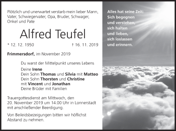 Anzeige von Alfred Teufel von MGO