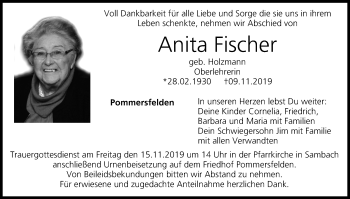 Anzeige von Anita Fischer von MGO