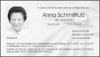Anzeige von Anna Schmittlutz von MGO