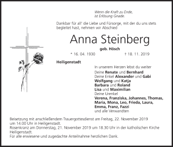 Anzeige von Anna Steinberg von MGO