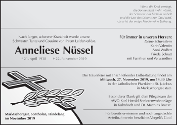 Anzeige von Anneliese Nüssel von MGO