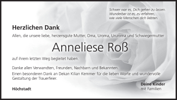 Anzeige von Anneliese Roß von MGO