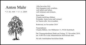 Anzeige von Anton Mahr von MGO