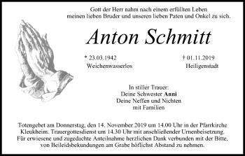 Anzeige von Anton Schmitt von MGO