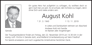 Anzeige von August Kohl von MGO