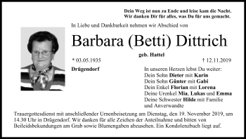 Anzeige von Barbara Betti Dittrich von MGO
