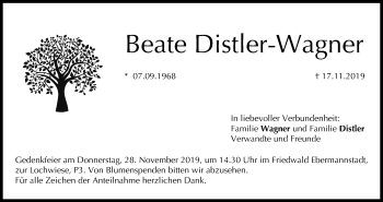 Anzeige von Beate Distler-Wagner von MGO