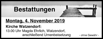 Anzeige von Bestattungen vom 04.11.2019 von MGO
