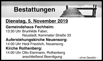Anzeige von Bestattungen vom 05.11.2019 von MGO
