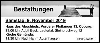 Anzeige von Bestattungen vom 09.11.2019 von MGO