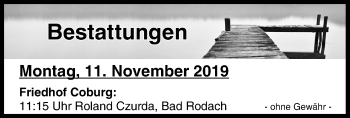 Anzeige von Bestattungen vom 11.11.2019 von MGO