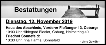 Anzeige von Bestattungen vom 12.11.2019 von MGO