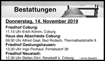 Anzeige von Bestattungen vom 14.11.2019 von MGO