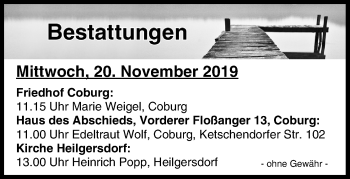 Anzeige von Bestattungen vom 20.11.2019 von MGO