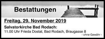 Anzeige von Bestattungen vom 29.11.2019 von MGO