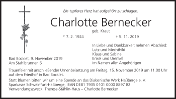 Anzeige von Charlotte Bernecker von MGO