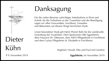 Anzeige von Dieter Kühn von MGO