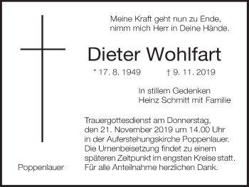 Anzeige von Dieter Wohlfart von MGO