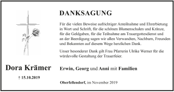 Anzeige von Dora Krämer von MGO