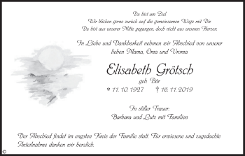 Anzeige von Elisabeth Grötsch von MGO