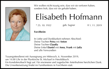 Anzeige von Elisabeth Hofmann von MGO