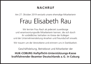 Anzeige von Elisabeth Rau von MGO