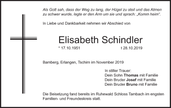 Anzeige von Elisabeth Schindler von MGO