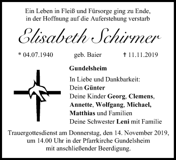 Anzeige von Elisabeth Schirmer von MGO