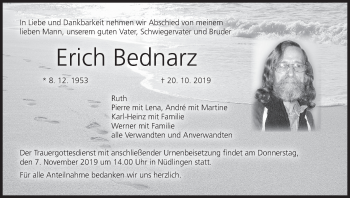 Anzeige von Erich Bednarz von MGO